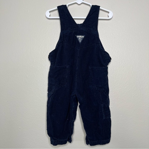 OshKosh Bigosh Toddler Plaid-Lined Corduroy Overalls‎ Navy Blue 9-12 Months - Picture 8 of 10